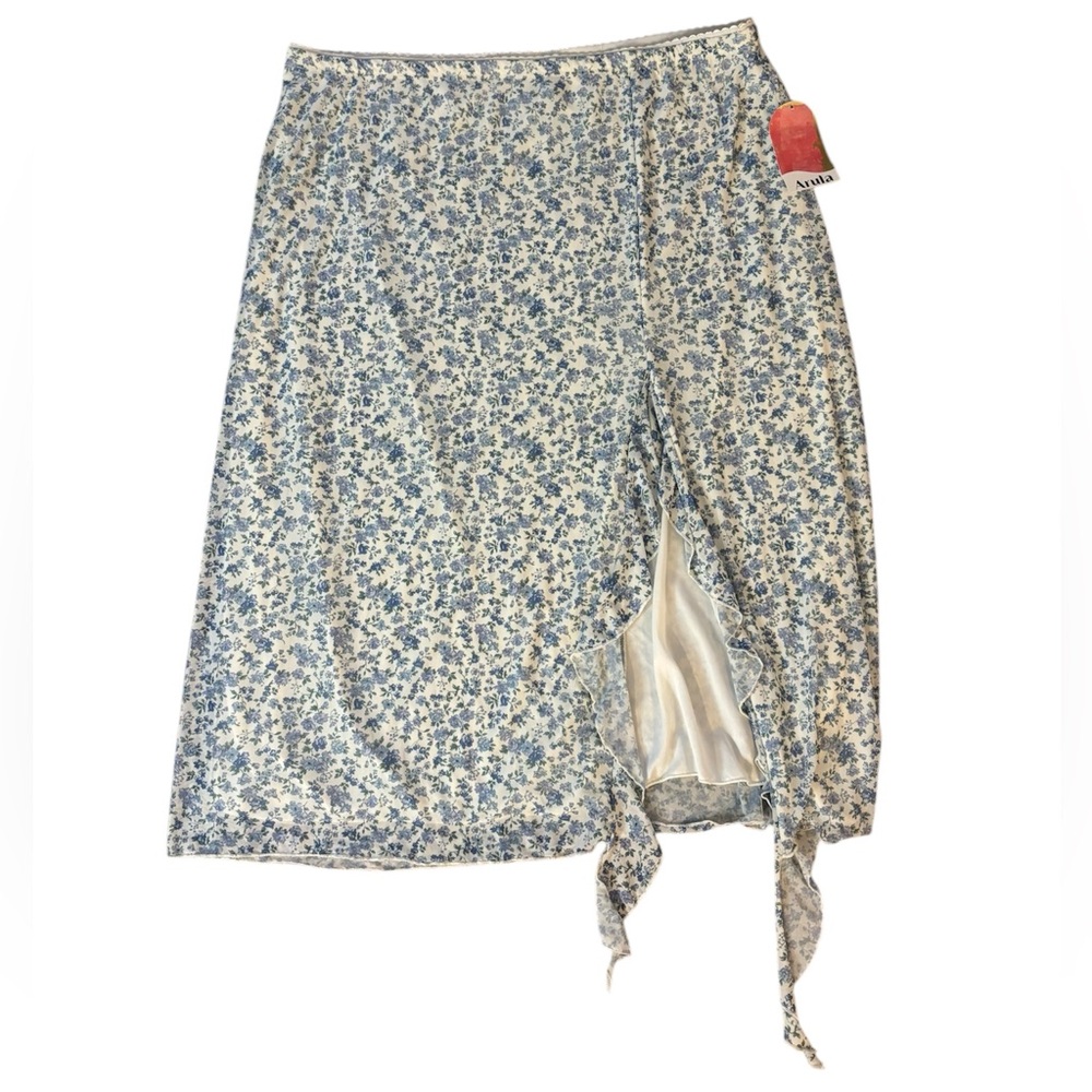 ARULA Blue Floral Midi Skirt